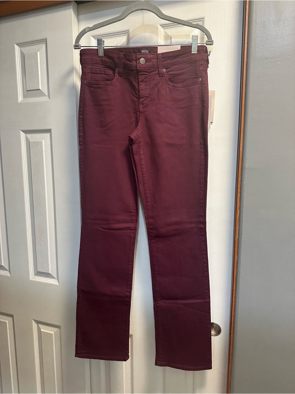 NYDJ Straight Leg Jeans in Deep Burgundy